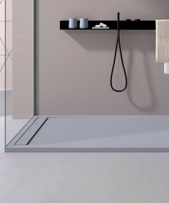 Receveur de douche Gris 7035, finition Lisse Stone SMART, grille de couleur