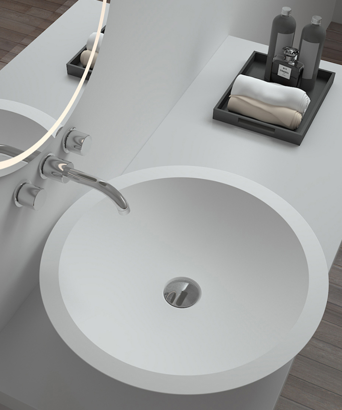 Vasque ronde à poser en solid surface Blanc mat - Mossendjo