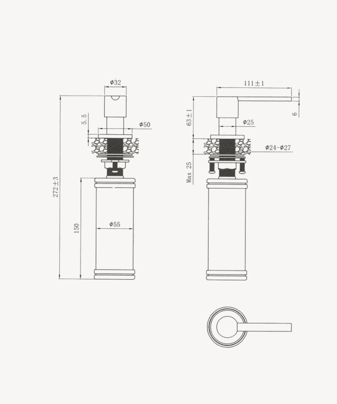 Distributeur de savon en acier inoxydable - doré brossé