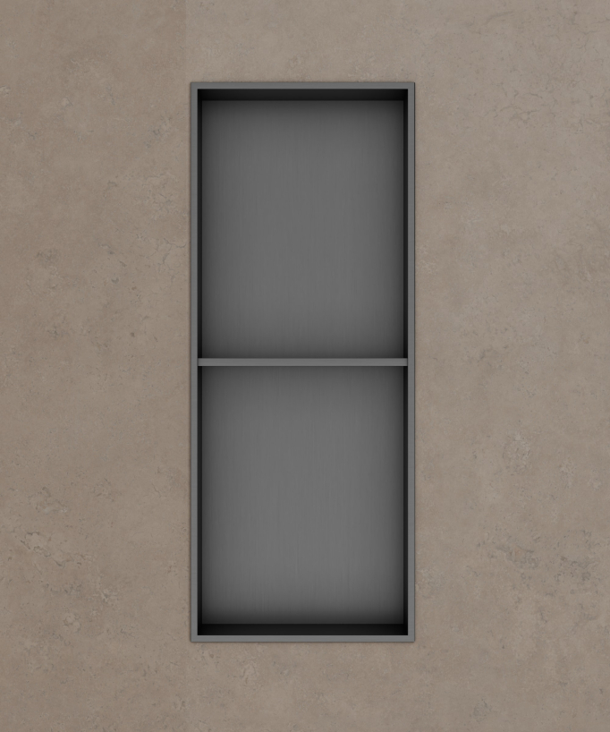 Niche de salle de bain inox 2 compartiments - Gun métal