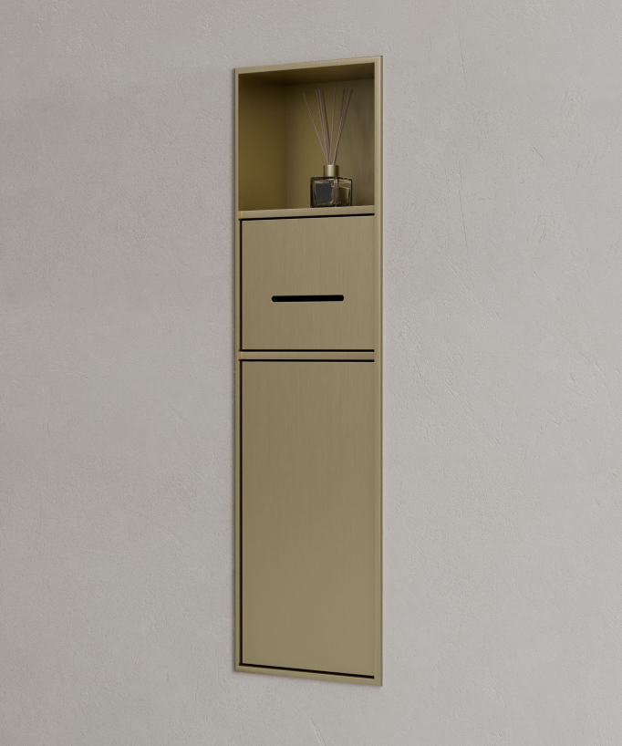 Niche toilette encastrable avec compartiments - Doré brossé
