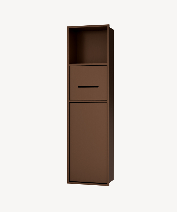 Niche de toilette à encastrer avec compartiments - Or rose brossé