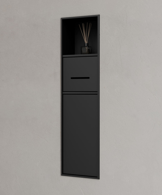 Niche de toilette à encastrer avec compartiments - Noir