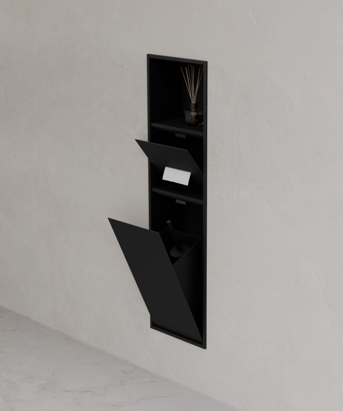 Niche de toilette à encastrer avec compartiments - Noir