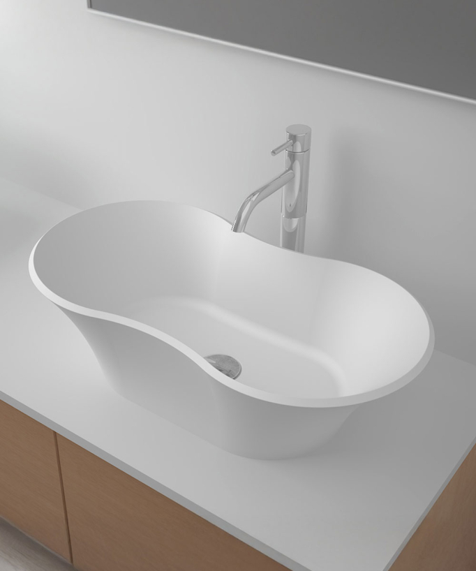 Vasque ovale à poser en solid surface Blanc mat - Kindu