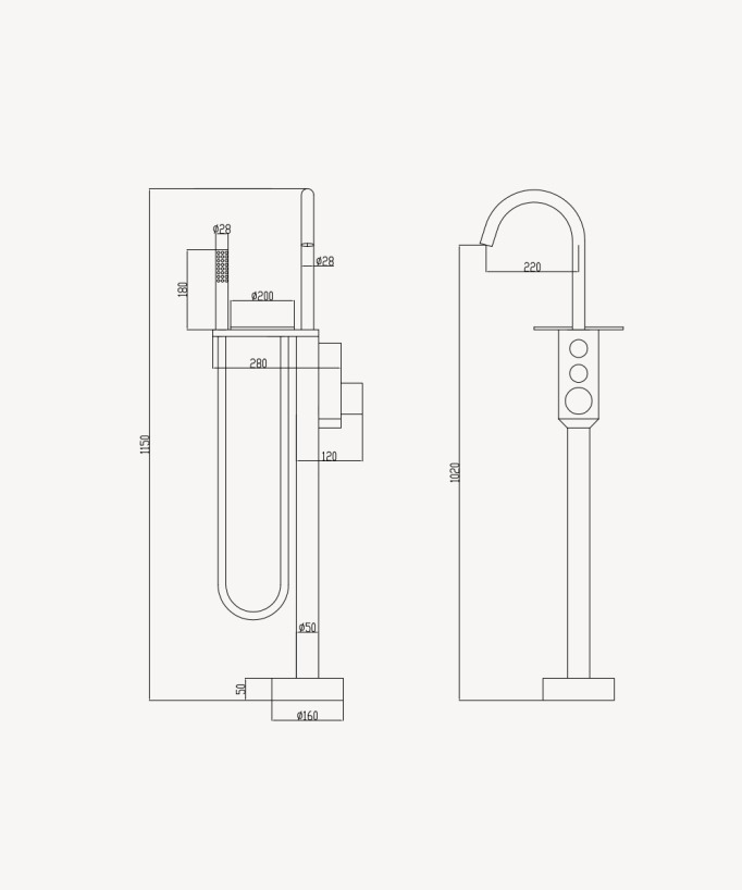 Robinet mitigeur thermostatique de baignoire au sol