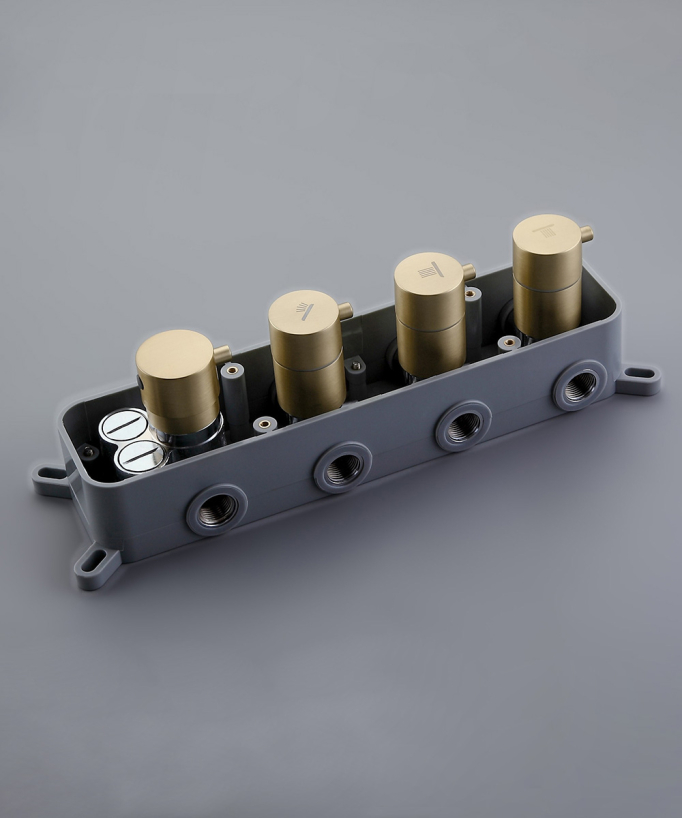 Ciel de douche thermostatique encastré au plafond 500 mm, 3 jets de corps Sirius