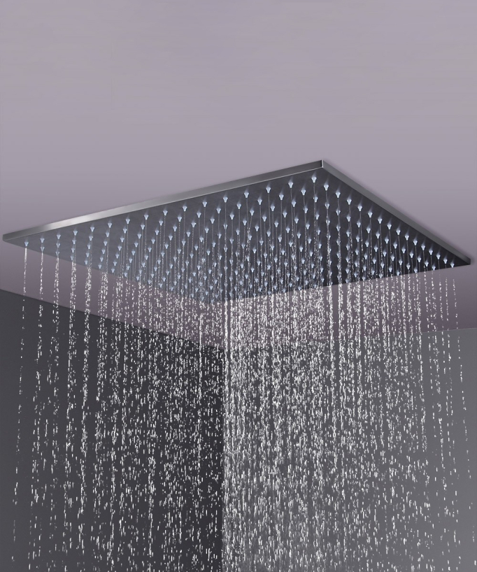 Ciel de douche thermostatique encastré au plafond 500 mm, 3 jets de corps Sirius