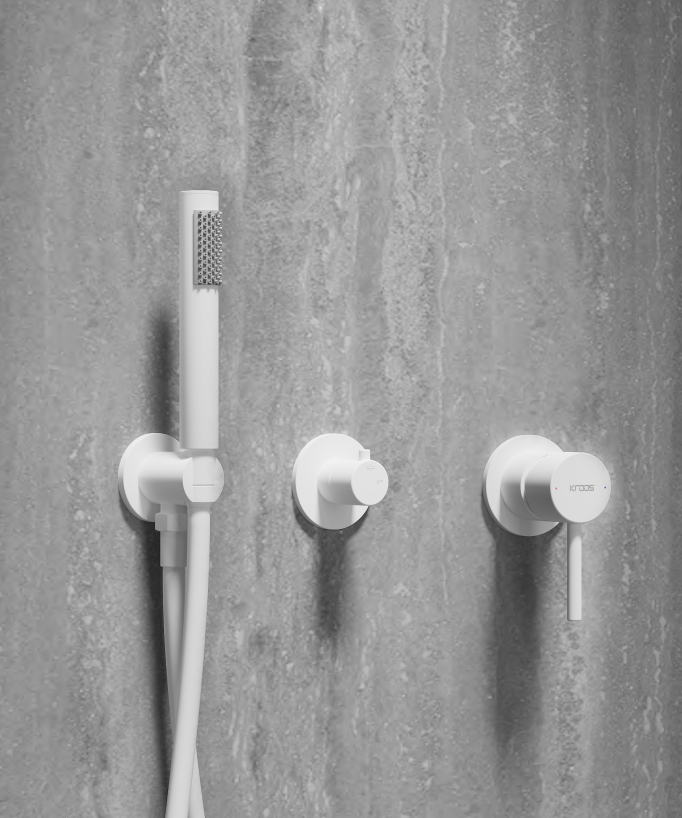 Kit de douche avec pommeau de pluie circulaire - Corbeau