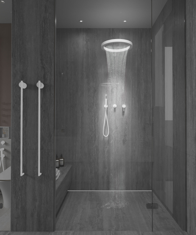 Kit de douche avec pommeau de pluie circulaire - Corbeau