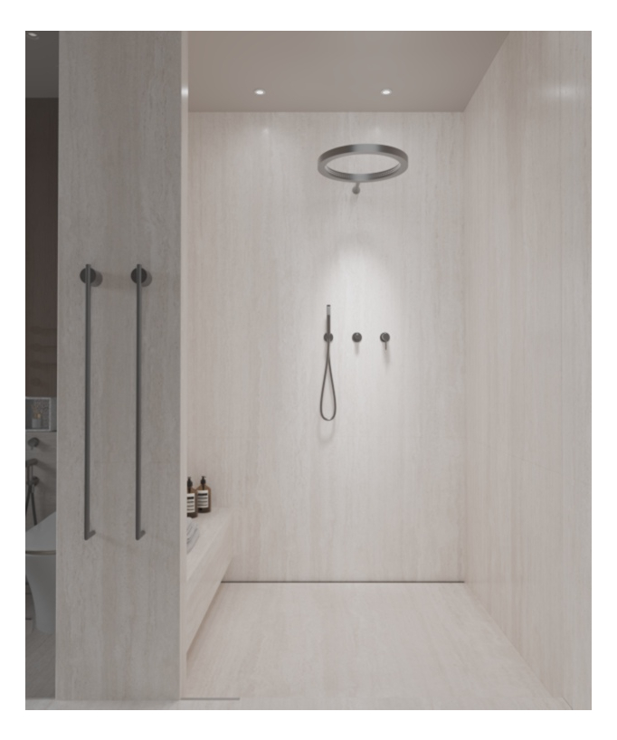 Kit de douche avec pommeau de pluie circulaire - Corbeau