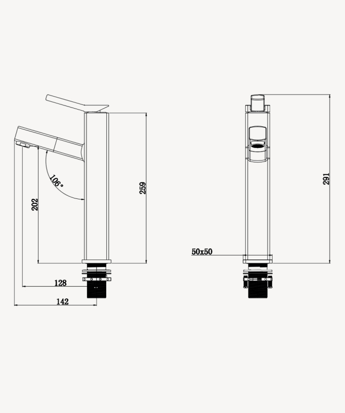 Robinet mitigeur vasque avec bec extractible Noir- Graffias