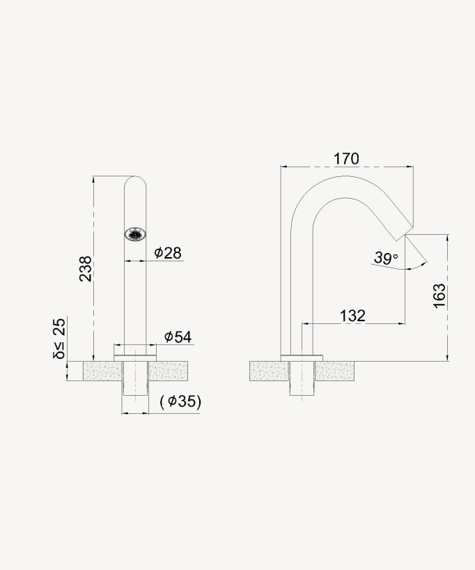 Robinet automatique pour vasque à poser, eau froide  -  Corbeau