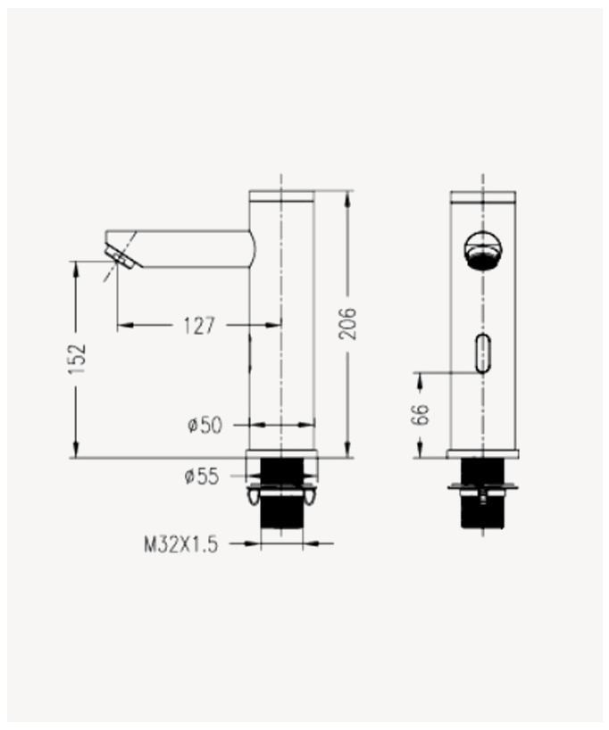 Robinet lavabo automatique moderne, eau froide Gun métal - Corbeau