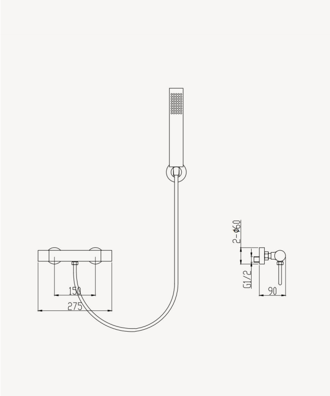 Mitigeur thermostatique de douche mural - Corbeau
