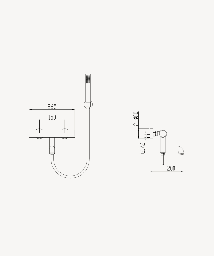 Mitigeur thermostatique de baignoire mural - Corbeau