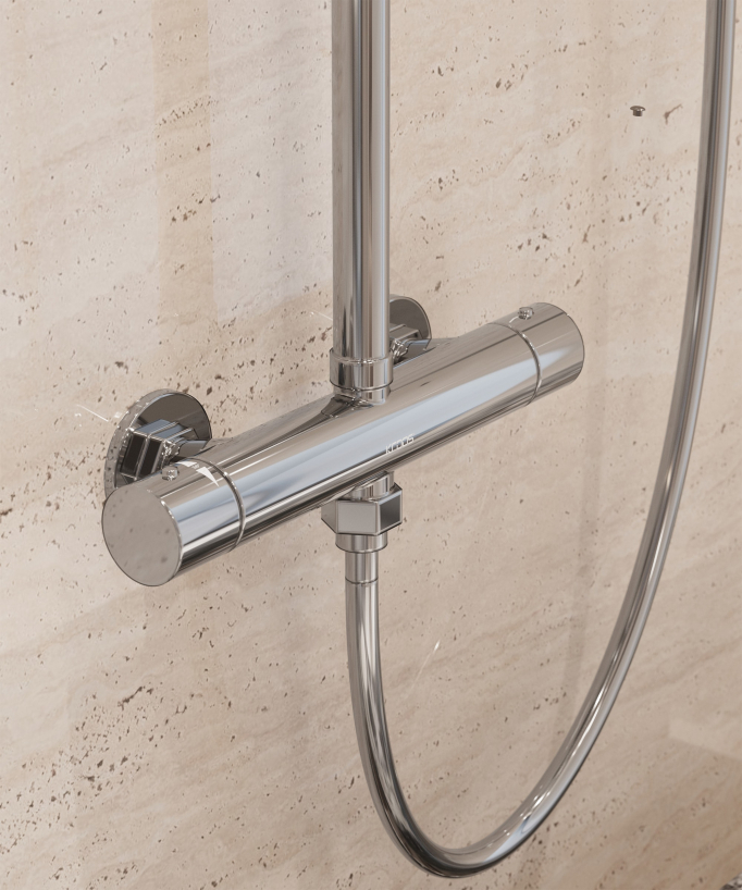 Colonne de douche thermostatique murale Chromé - Fiumina