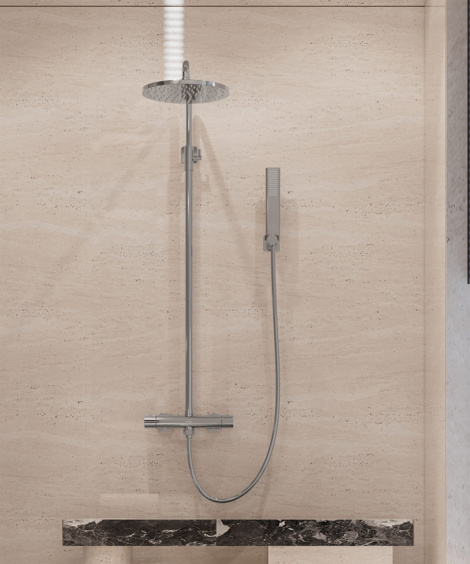 Colonne de douche thermostatique murale Chromé - Fiumina
