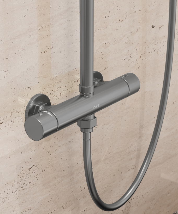 Colonne de douche thermostatique murale Gun métal - Fiumina
