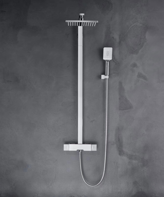Colonne bain-douche gun métal avec pommeau pluie extra plat - Kyra