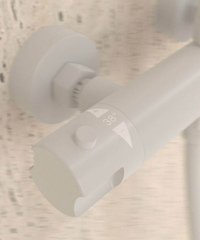 Colonne de douche thermostatique blanche, pommeau pluie et support douchette réglable - Corbeau