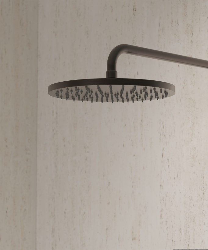 Colonne de douche ronde thermostatique Moka brossé - Corbeau