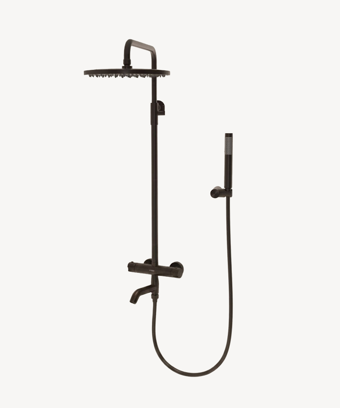 Colonne bain douche thermostatique Moka brossé avec sécurité anti-brûlures - Corbeau - Colonne de douche - 1