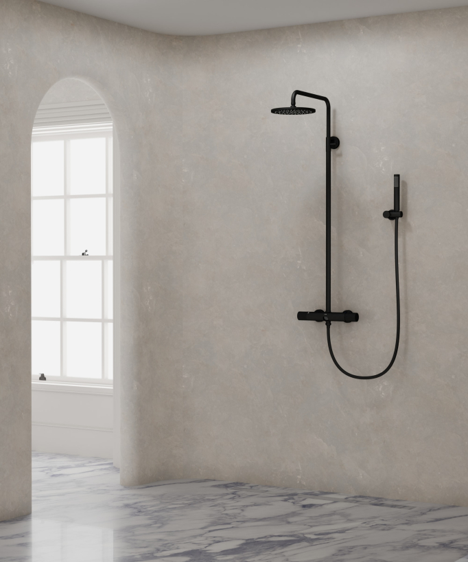 Colonne de douche murale avec mitigeur Noir - Leros