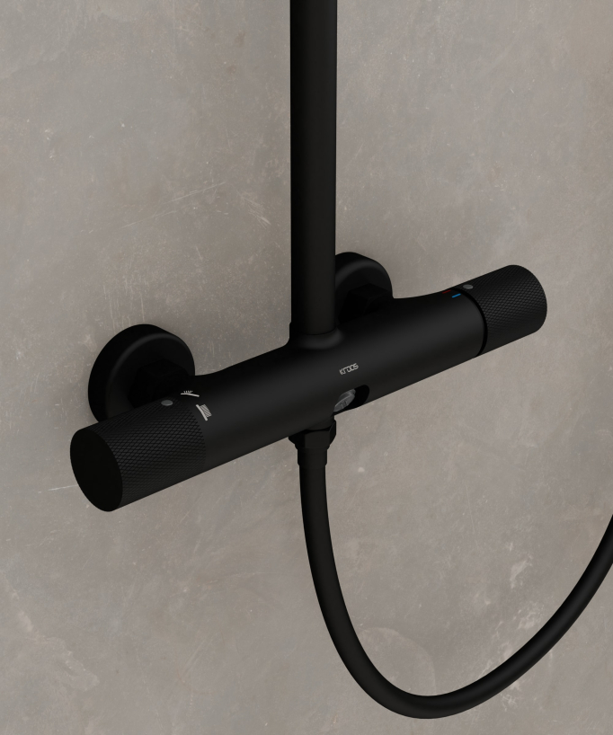 Colonne de douche murale avec mitigeur Noir - Leros