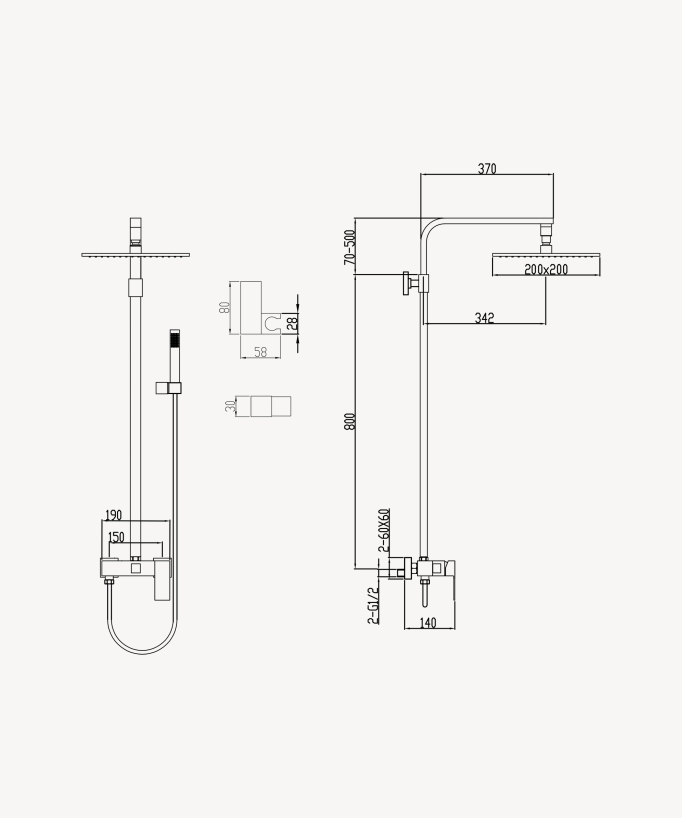 Colonne de douche mitigeur chromée - Sirius