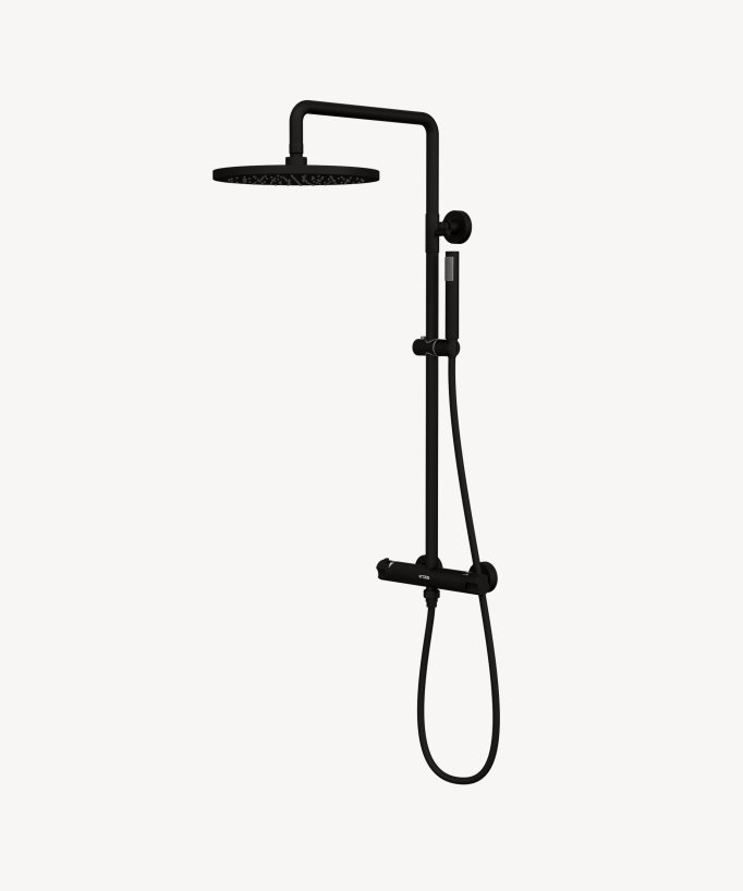 Colonne de douche ronde thermostatique Noir - Corbeau
