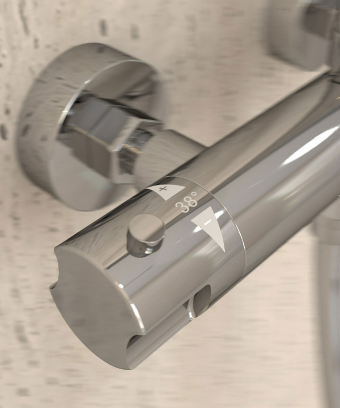 Colonne de douche thermostatique chromée, pommeau pluie et support douchette réglable - Corbeau