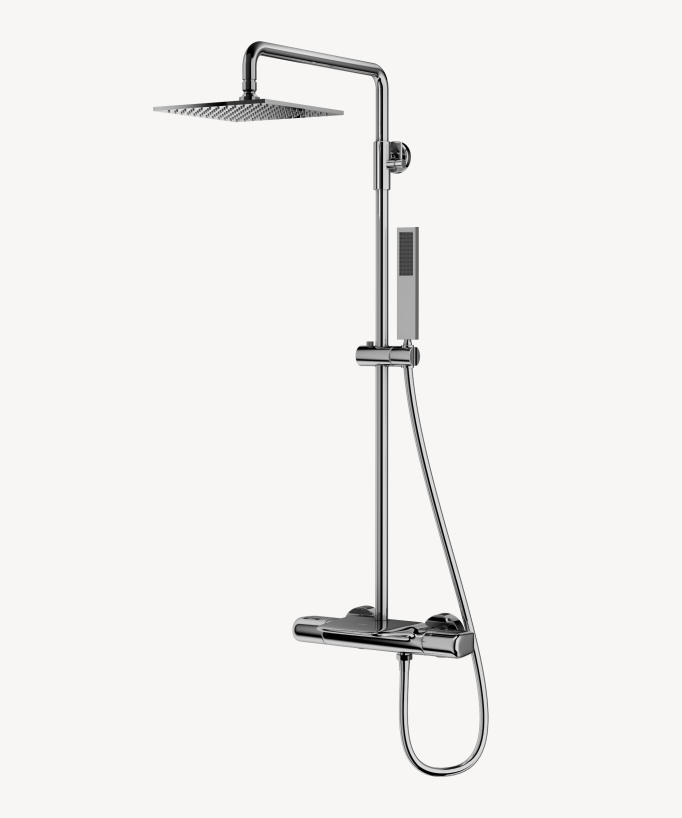 Colonne de douche thermostatique pour baignoire avec bec cascade - Chromé - Colonne de douche - 1