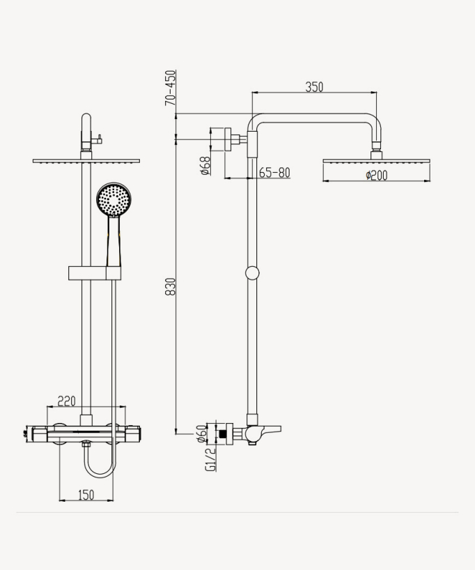 Colonne de douche thermostatique avec tablette chromé - Grosa
