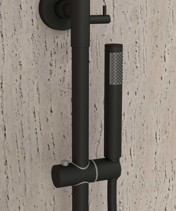 Colonne bain douche thermostatique noir avec sécurité anti-brûlures - Corbeau
