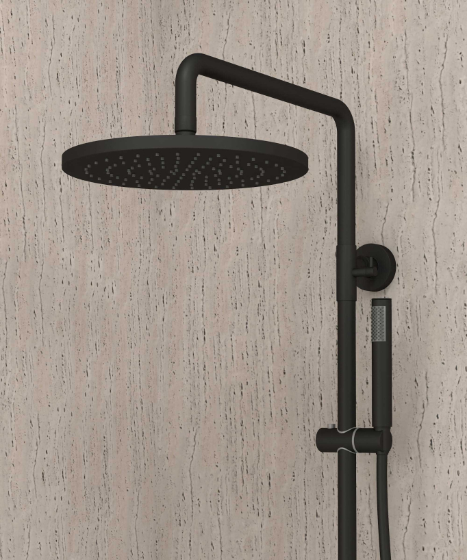 Colonne bain douche thermostatique noir avec sécurité anti-brûlures - Corbeau