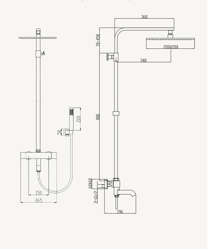 Colonne bain douche thermostatique Noir - Sirius