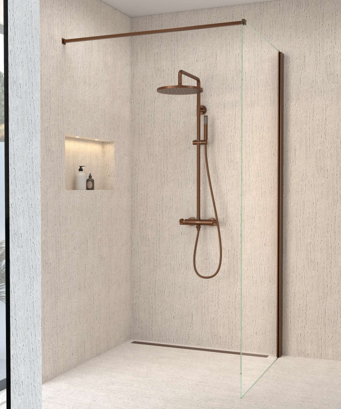 Colonne de douche thermostatique, pommeau pluie et support douchette réglable - Corbeau