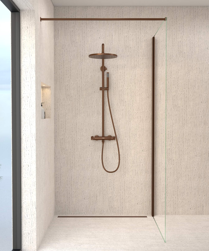 Colonne de douche thermostatique, pommeau pluie et support douchette réglable - Corbeau