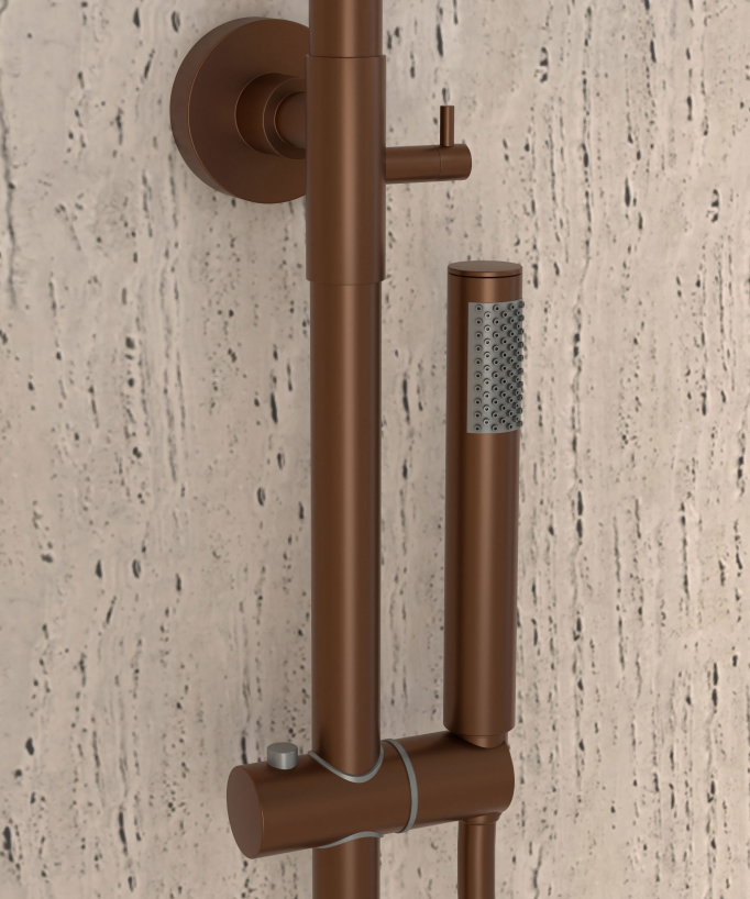 Colonne de douche thermostatique, pommeau pluie et support douchette réglable - Corbeau