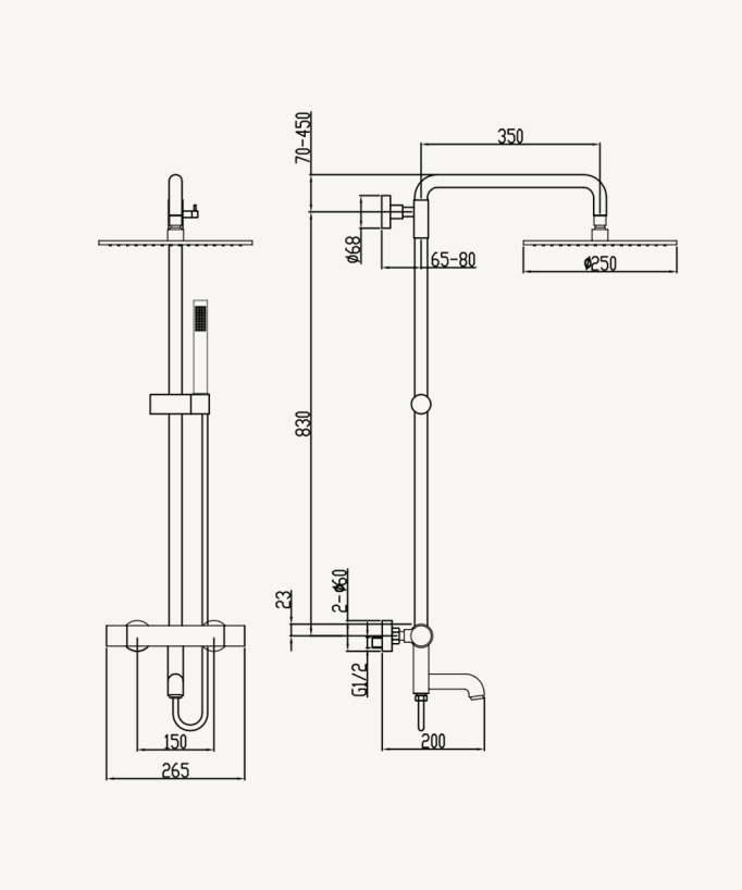 Colonne bain douche thermostatique avec sécurité anti-brûlures - Corbeau