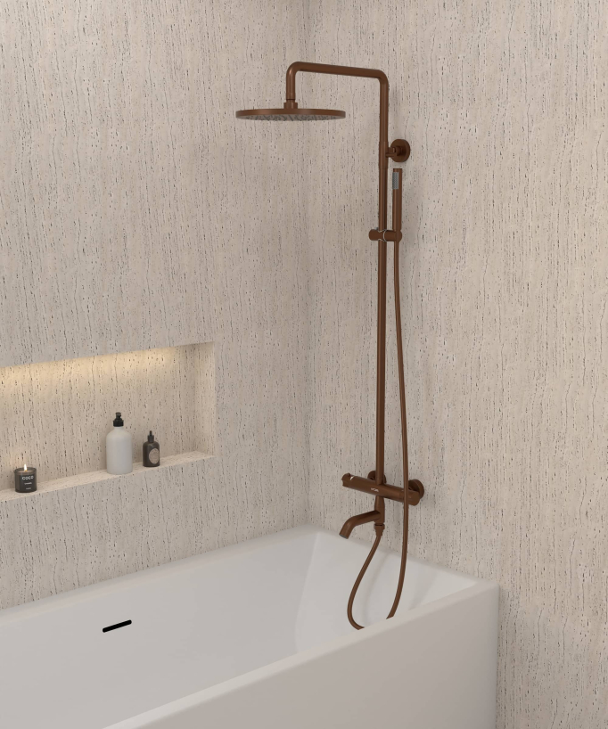 Colonne bain douche thermostatique avec sécurité anti-brûlures - Corbeau