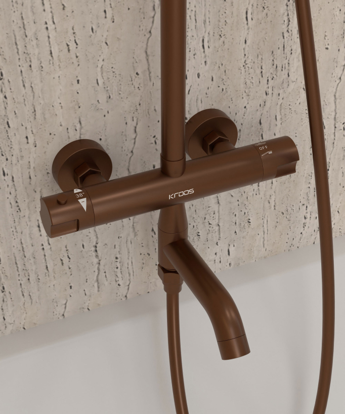 Colonne bain douche thermostatique avec sécurité anti-brûlures - Corbeau