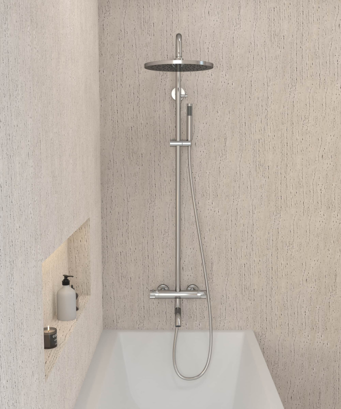 Colonne bain douche thermostatique chromé avec sécurité anti-brûlures - Corbeau