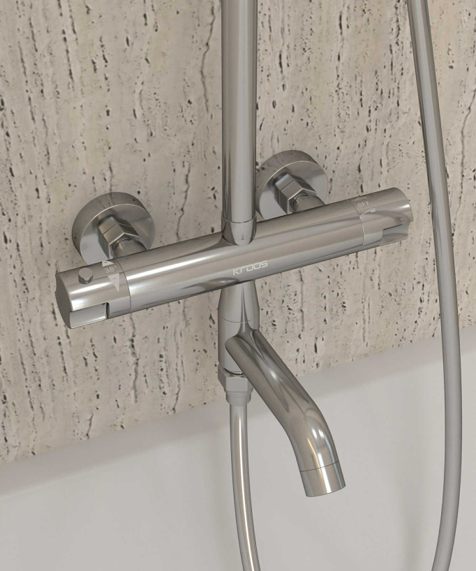 Colonne bain douche thermostatique chromé avec sécurité anti-brûlures - Corbeau