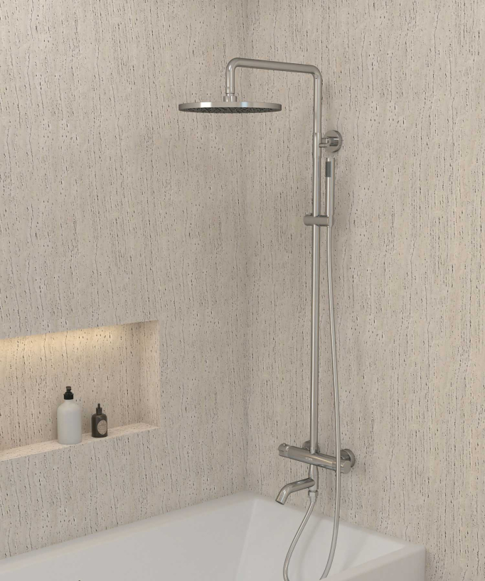 Colonne bain douche thermostatique chromé avec sécurité anti-brûlures - Corbeau