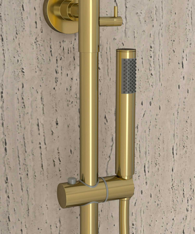 Colonne bain douche thermostatique doré avec sécurité anti-brûlures - Corbeau