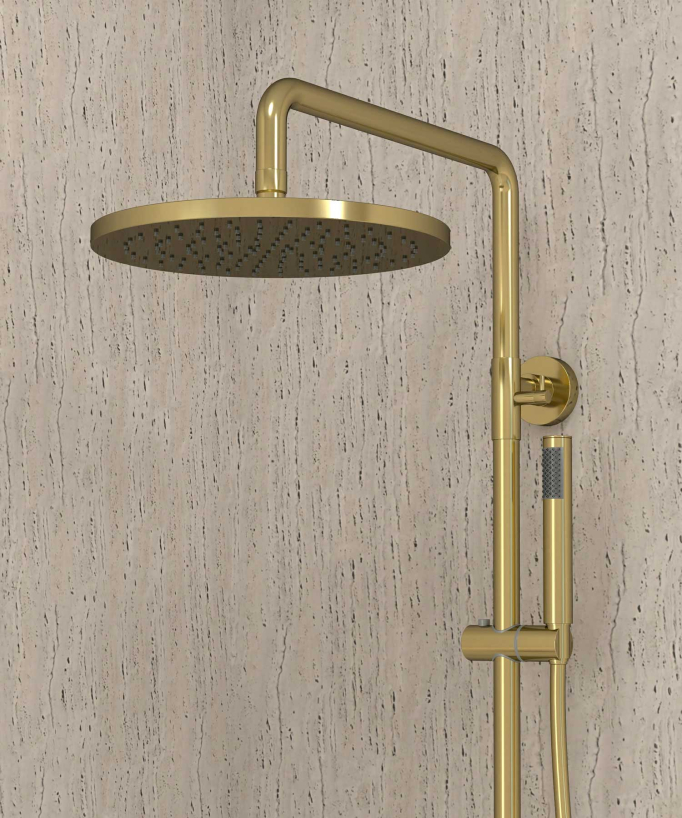 Colonne bain douche thermostatique doré avec sécurité anti-brûlures - Corbeau