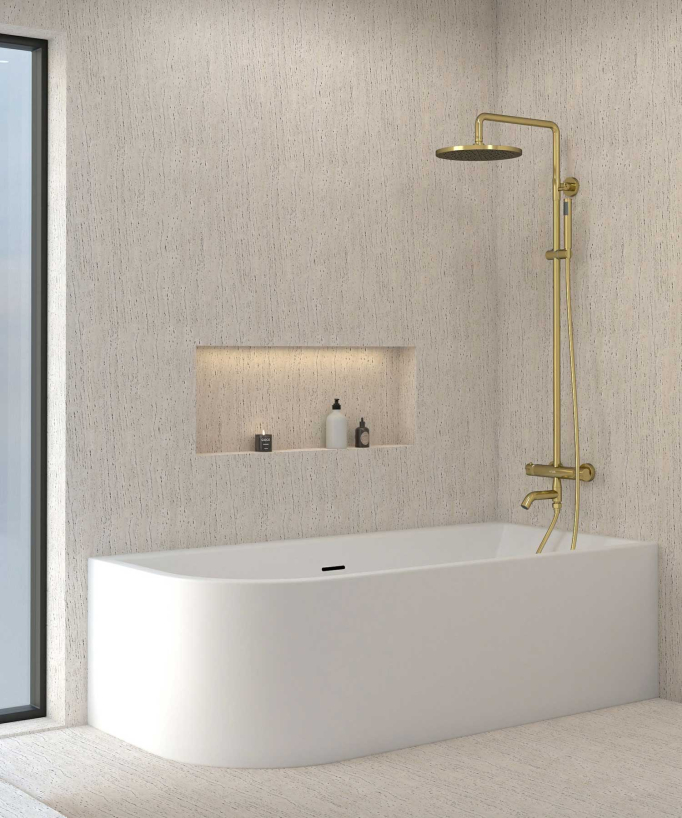 Colonne bain douche thermostatique doré avec sécurité anti-brûlures - Corbeau