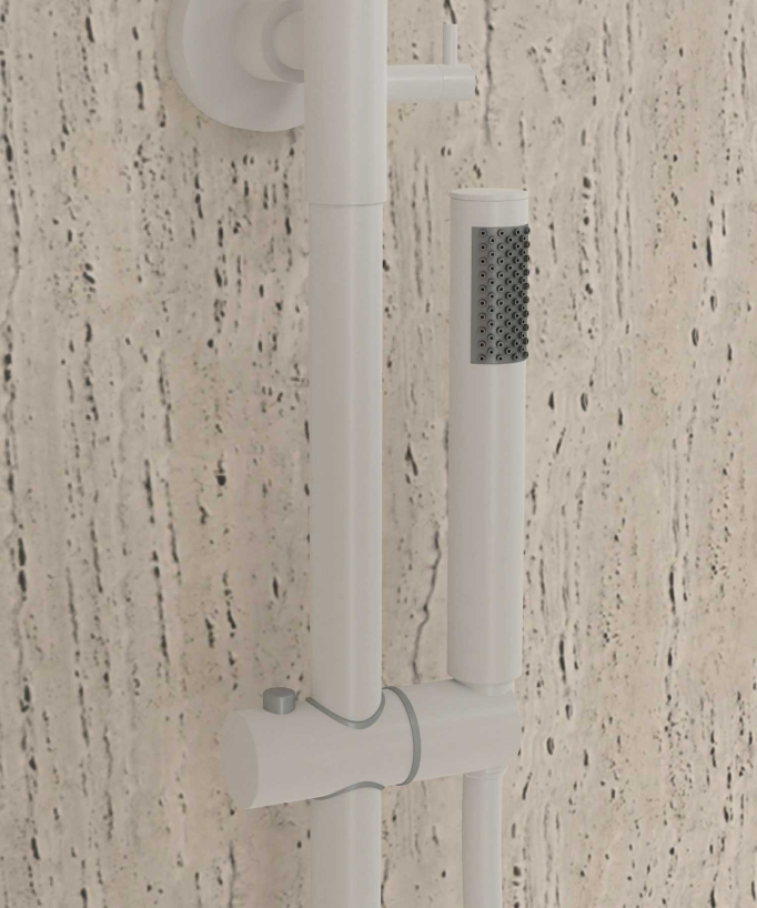 Colonne bain douche thermostatique blanc avec sécurité anti-brûlures - Corbeau
